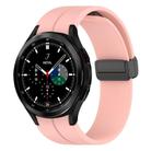 For Samsung Galaxy Watch 7 / 6 / 5 / FE xDfind  Flat Head Groove Folding Black Buckle Silicone Watch Band(Light Pink) - 1