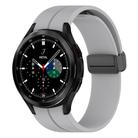 For Samsung Galaxy Watch 7 / 6 / 5 / FE xDfind  Flat Head Groove Folding Black Buckle Silicone Watch Band(Light Grey) - 1