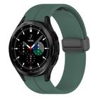 For Samsung Galaxy Watch 7 / 6 / 5 / FE xDfind  Flat Head Groove Folding Black Buckle Silicone Watch Band(Pine Green) - 1