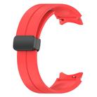 For Samsung Galaxy Watch 7 / 6 / 5 / FE xDfind  Flat Head Groove Folding Black Buckle Silicone Watch Band(Red) - 2