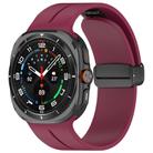 For Samsung Galaxy Watch Ultra / Ultra 2025 xDfind  Flat Head Groove Folding Black Buckle Silicone Watch Band(Wine Red) - 1