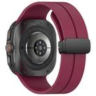For Samsung Galaxy Watch Ultra / Ultra 2025 xDfind  Flat Head Groove Folding Black Buckle Silicone Watch Band(Wine Red) - 2