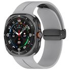 For Samsung Galaxy Watch Ultra / Ultra 2025 xDfind  Flat Head Groove Folding Black Buckle Silicone Watch Band(Light Grey) - 1