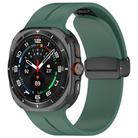 For Samsung Galaxy Watch Ultra / Ultra 2025 xDfind  Flat Head Groove Folding Black Buckle Silicone Watch Band(Pine Green) - 1