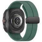 For Samsung Galaxy Watch Ultra / Ultra 2025 xDfind  Flat Head Groove Folding Black Buckle Silicone Watch Band(Pine Green) - 2