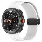For Samsung Galaxy Watch8 / 8 Classic xDfind  Flat Head Groove Folding Black Buckle Silicone Watch Band(White) - 1