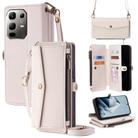 For Infinix Note 50x 5G Zipper Wallet Side Buckle Crossbody Lanyard Leather Phone Case(White) - 1