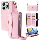 For itel A90 4G Zipper Wallet Side Buckle Crossbody Lanyard Leather Phone Case(Rose Gold) - 1
