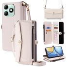 For itel A90 4G Zipper Wallet Side Buckle Crossbody Lanyard Leather Phone Case(White) - 1