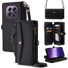 For OPPO A5 5G 2025 Global Zipper Wallet Side Buckle Crossbody Lanyard Leather Phone Case(Black) - 1