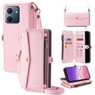 For OPPO A5x 5G Global Zipper Wallet Side Buckle Crossbody Lanyard Leather Phone Case(Rose Gold) - 1