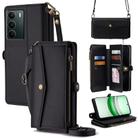 For Realme C71 4G Zipper Wallet Side Buckle Crossbody Lanyard Leather Phone Case(Black) - 1
