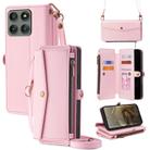 For Motorola Edge 60 Pro 5G Zipper Wallet Side Buckle Crossbody Lanyard Leather Phone Case(Rose Gold) - 1