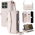 For Motorola Edge 60 Pro 5G Zipper Wallet Side Buckle Crossbody Lanyard Leather Phone Case(White) - 1