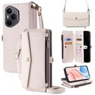 For Honor 400 Pro Global 160.8mm Zipper Wallet Side Buckle Crossbody Lanyard Leather Phone Case(White) - 1