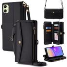 For Samsung Galaxy A05 4G Zipper Wallet Side Buckle Crossbody Lanyard Leather Phone Case(Black) - 1