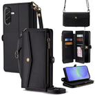 For Samsung Galaxy A36 5G Zipper Wallet Side Buckle Crossbody Lanyard Leather Phone Case(Black) - 1