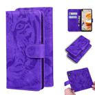 For LG K41S / K51S Tiger Embossing Pattern Horizontal Flip Leather Case with Holder & Card Slots & Wallet(Purple) - 1