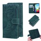 For LG K40S Tiger Embossing Pattern Horizontal Flip Leather Case with Holder & Card Slots & Wallet(Green) - 1