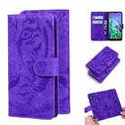 For LG K50 / Q60 Tiger Embossing Pattern Horizontal Flip Leather Case with Holder & Card Slots & Wallet(Purple) - 1