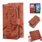 For LG K50 / Q60 Tiger Embossing Pattern Horizontal Flip Leather Case with Holder & Card Slots & Wallet(Brown) - 1