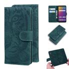 For LG Stylo 5 Tiger Embossing Pattern Horizontal Flip Leather Case with Holder & Card Slots & Wallet(Green) - 1