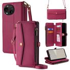 For Sharp Aquos R10 Zipper Wallet Side Buckle Crossbody Lanyard Leather Phone Case(Red) - 1