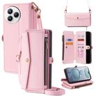 For Xiaomi Civi 5 Pro 5G Zipper Wallet Side Buckle Crossbody Lanyard Leather Phone Case(Rose Gold) - 1