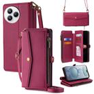 For Xiaomi Civi 5 Pro 5G Zipper Wallet Side Buckle Crossbody Lanyard Leather Phone Case(Red) - 1