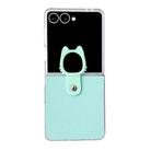 For Samsung Galaxy Z Flip7 5G Transparent Frame Jelly PU + PC Phone Case with Ring Holder(Mint Green) - 1