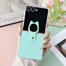 For Samsung Galaxy Z Flip7 5G Transparent Frame Jelly PU + PC Phone Case with Ring Holder(Mint Green) - 2