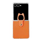For Samsung Galaxy Z Flip7 5G Transparent Frame Jelly PU + PC Phone Case with Ring Holder(Orange) - 1
