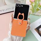 For Samsung Galaxy Z Flip7 5G Transparent Frame Jelly PU + PC Phone Case with Ring Holder(Orange) - 2