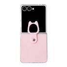For Samsung Galaxy Z Flip7 5G Transparent Frame Jelly PU + PC Phone Case with Ring Holder(Pink) - 1