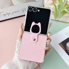 For Samsung Galaxy Z Flip7 5G Transparent Frame Jelly PU + PC Phone Case with Ring Holder(Pink) - 2