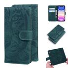 For iPhone 11 Tiger Embossing Pattern Horizontal Flip Leather Case with Holder & Card Slots & Wallet(Green) - 1