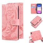For iPhone 11 Tiger Embossing Pattern Horizontal Flip Leather Case with Holder & Card Slots & Wallet(Pink) - 1