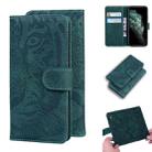 For iPhone 11 Pro Max Tiger Embossing Pattern Horizontal Flip Leather Case with Holder & Card Slots & Wallet(Green) - 1