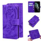 For iPhone 11 Pro Max Tiger Embossing Pattern Horizontal Flip Leather Case with Holder & Card Slots & Wallet(Purple) - 1