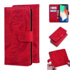 For iPhone X / XS Tiger Embossing Pattern Horizontal Flip Leather Case with Holder & Card Slots & Wallet(Red) - 1