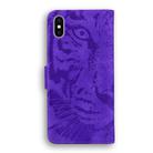 For iPhone X / XS Tiger Embossing Pattern Horizontal Flip Leather Case with Holder & Card Slots & Wallet(Purple) - 3