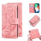 For iPhone X / XS Tiger Embossing Pattern Horizontal Flip Leather Case with Holder & Card Slots & Wallet(Pink) - 1