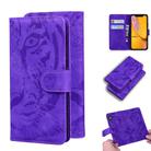 For iPhone XR Tiger Embossing Pattern Horizontal Flip Leather Case with Holder & Card Slots & Wallet(Purple) - 1