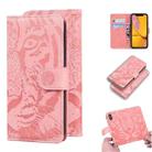 For iPhone XR Tiger Embossing Pattern Horizontal Flip Leather Case with Holder & Card Slots & Wallet(Pink) - 1