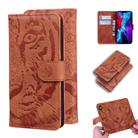 For iPhone 12 / 12 Pro Tiger Embossing Pattern Horizontal Flip Leather Case with Holder & Card Slots & Wallet(Brown) - 1