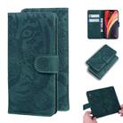For iPhone 12 Pro Max Tiger Embossing Pattern Horizontal Flip Leather Case with Holder & Card Slots & Wallet(Green) - 1
