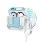 For AirPods 4 Two Color MagSafe Magnetic Earphone Case with Holder & Security Lock(White Blue) - 1