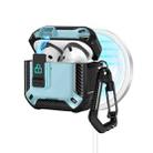 For AirPods 4 Two Color MagSafe Magnetic Earphone Case with Holder & Security Lock(Black Light Blue) - 1