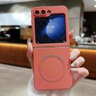 For Samsung Galaxy Z Flip7 5G Solid Color Liquid Silicone MagSafe Magnetic Phone Case(Camellia Red) - 1