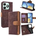 For Itel A90 4G Color Stitching Skin Feel Leather RFID Blocking Phone Case(Brown) - 1